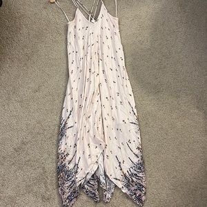 Like new/only worn once- Floral print midi handkerchief hemline dress